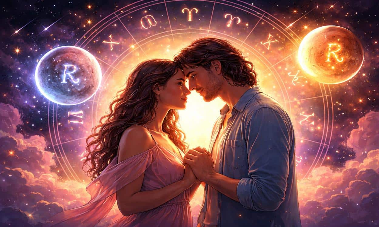 Couple amoureux connecté par les astres